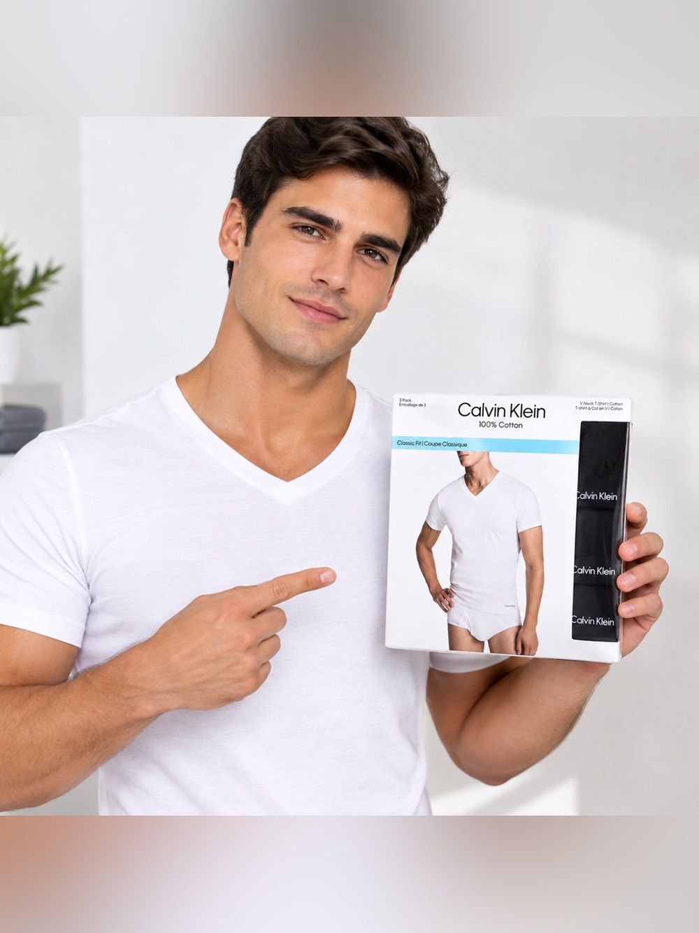Calvin Klein Men’s White V-Neck Cotton Undershirt Pack